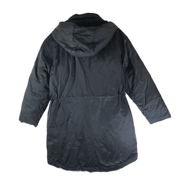 Universal Thread Womens Black Water-Resistant Parka Coat Cinch Waist Hooded S - Picture 2 of 6